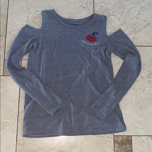 Grey off the shoulder long sleeve shirt